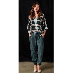 Young Fabulous & Broke Medium YFB Joggers Pants Green Olive Laurel High Waisted